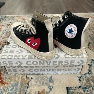 CONVERSE X COMME DES GARCONS PLAY ALL STAR CHUCK '70 HI BLACK - Worn in!